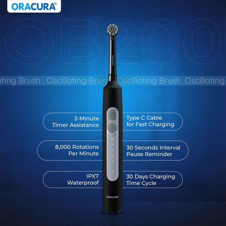 Oracura OB200 Oscillating Rechargeable Electric Toothbrush Black