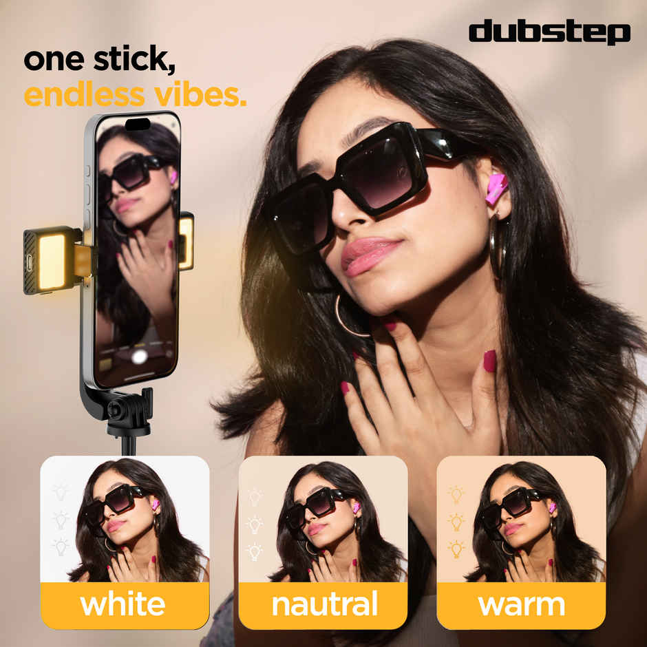 Dubstep Flickstick Lit Smart Selfie Stick (with 360 Degree Rotation, Black)