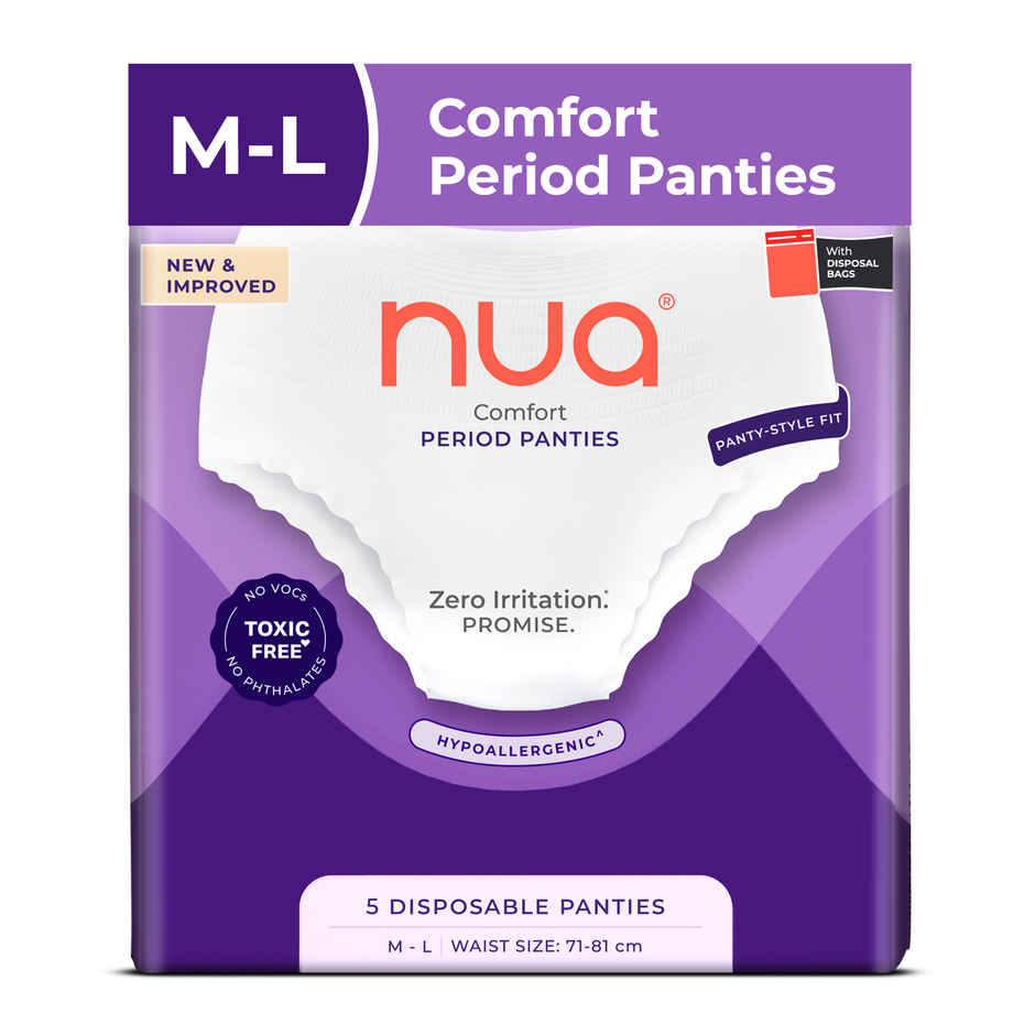 Nua Comfort Disposable Period Panties M-L | Ultra-Absorbent | Pack of 5 Panties