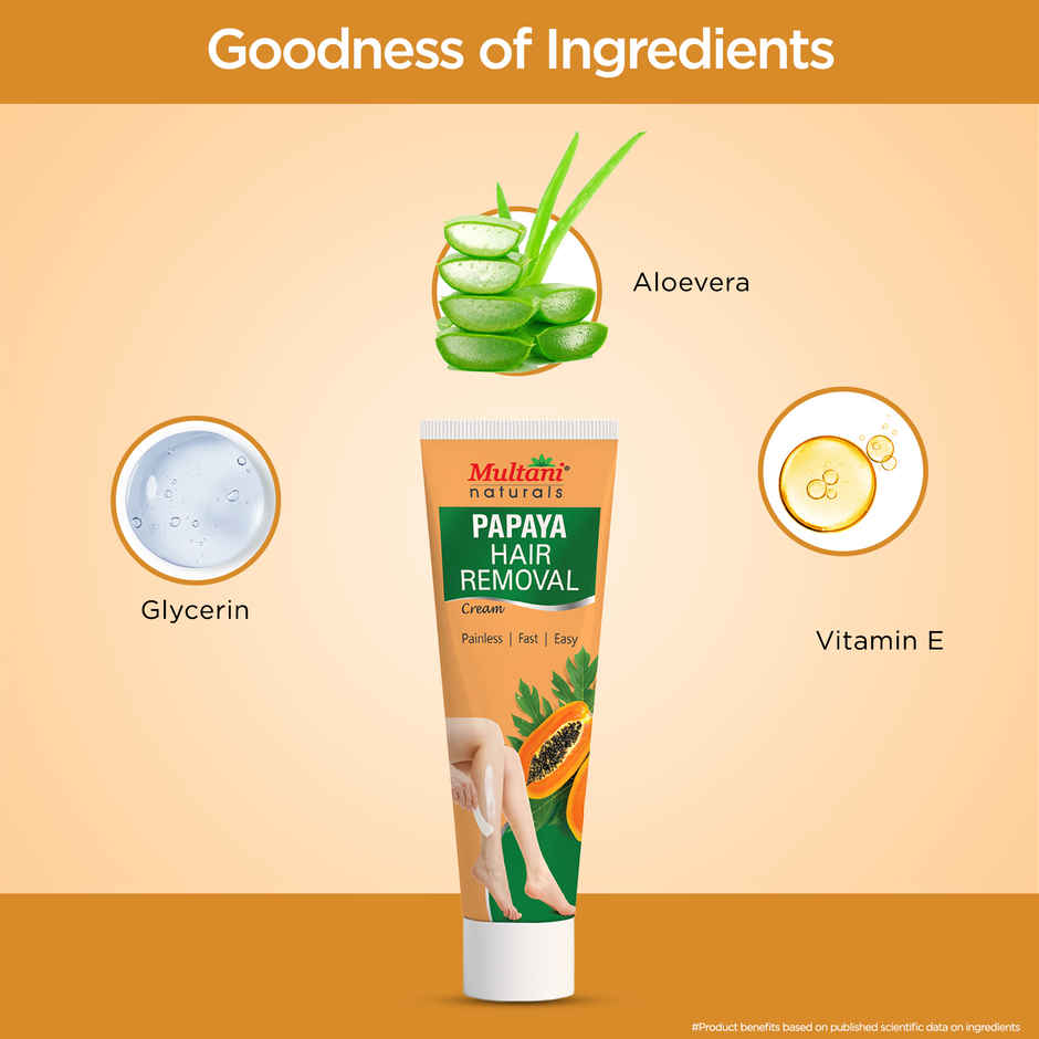 Multani Naturals Papaya Hair Removal Cream | Painless & Easy