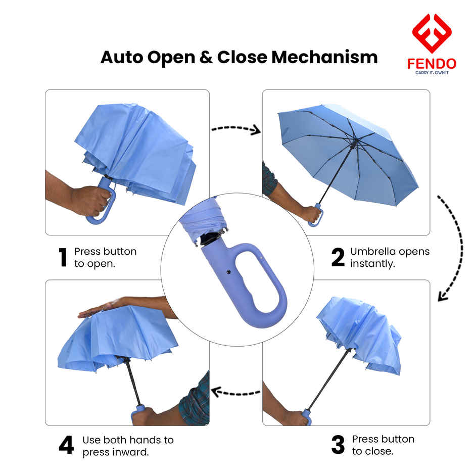 Fendo Clutch 20 Inch 3 Fold Umbrella | Blue