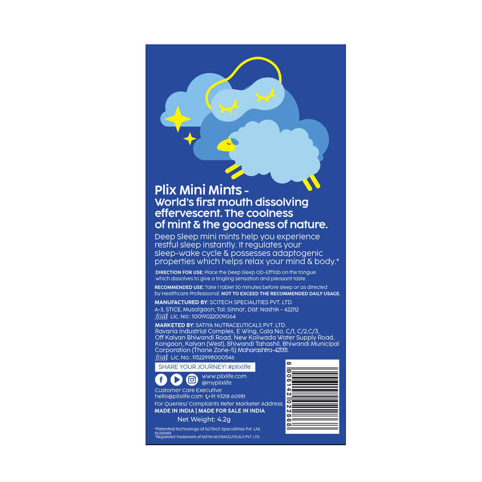 Plix Deep Sleep Melatonin 5 mg  Mini Mints | Natural Sleep Aid for Better Sleep Quality | 30 Mints