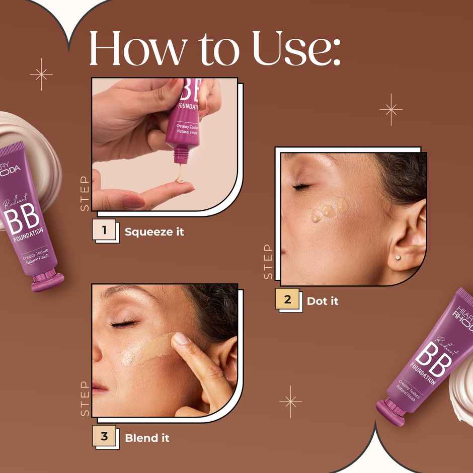 Hilary Rhoda Radiant BB Foundation | Ultra-Creamy & Lightweight Formula | Natural - Shade 04