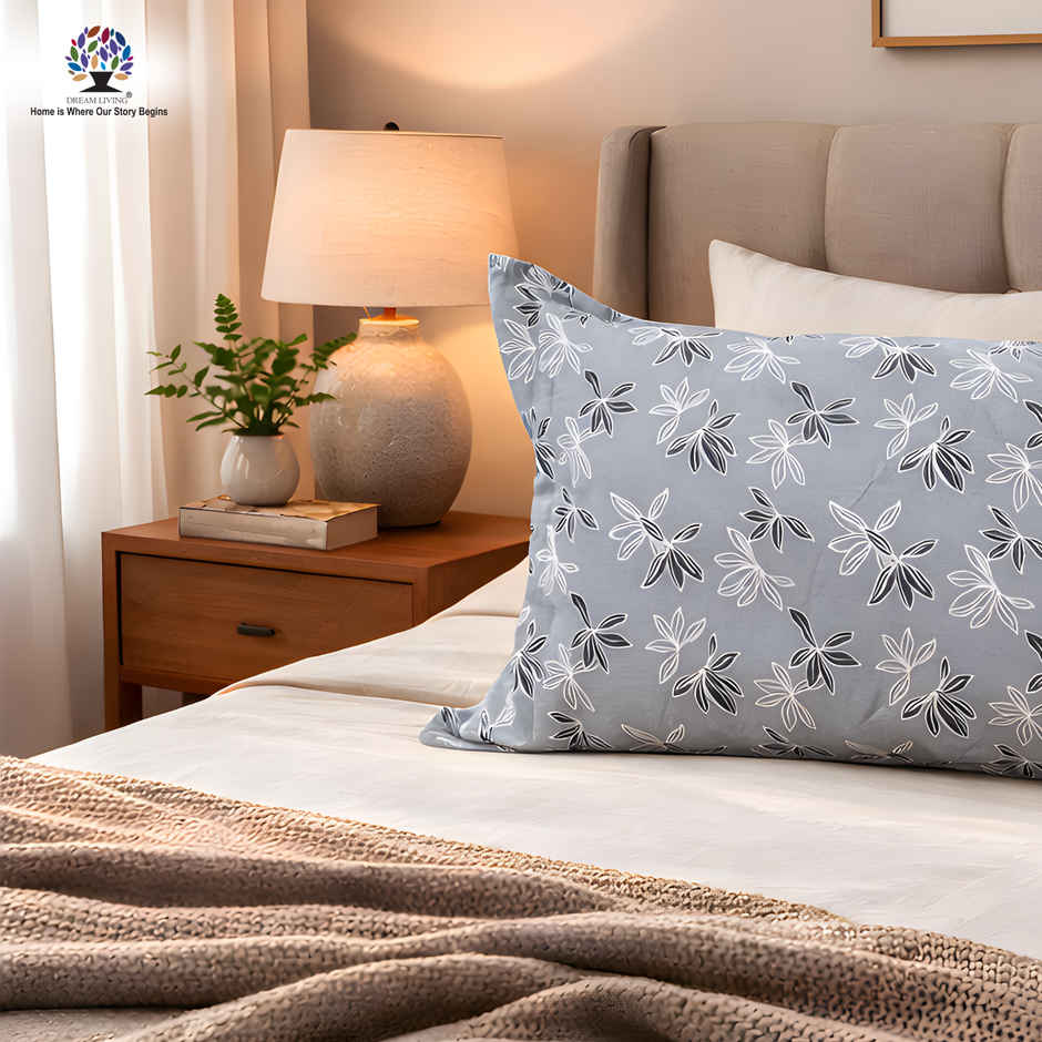Dream Living Cotton Pillow Cover Set | Grey - 19 x 28 in