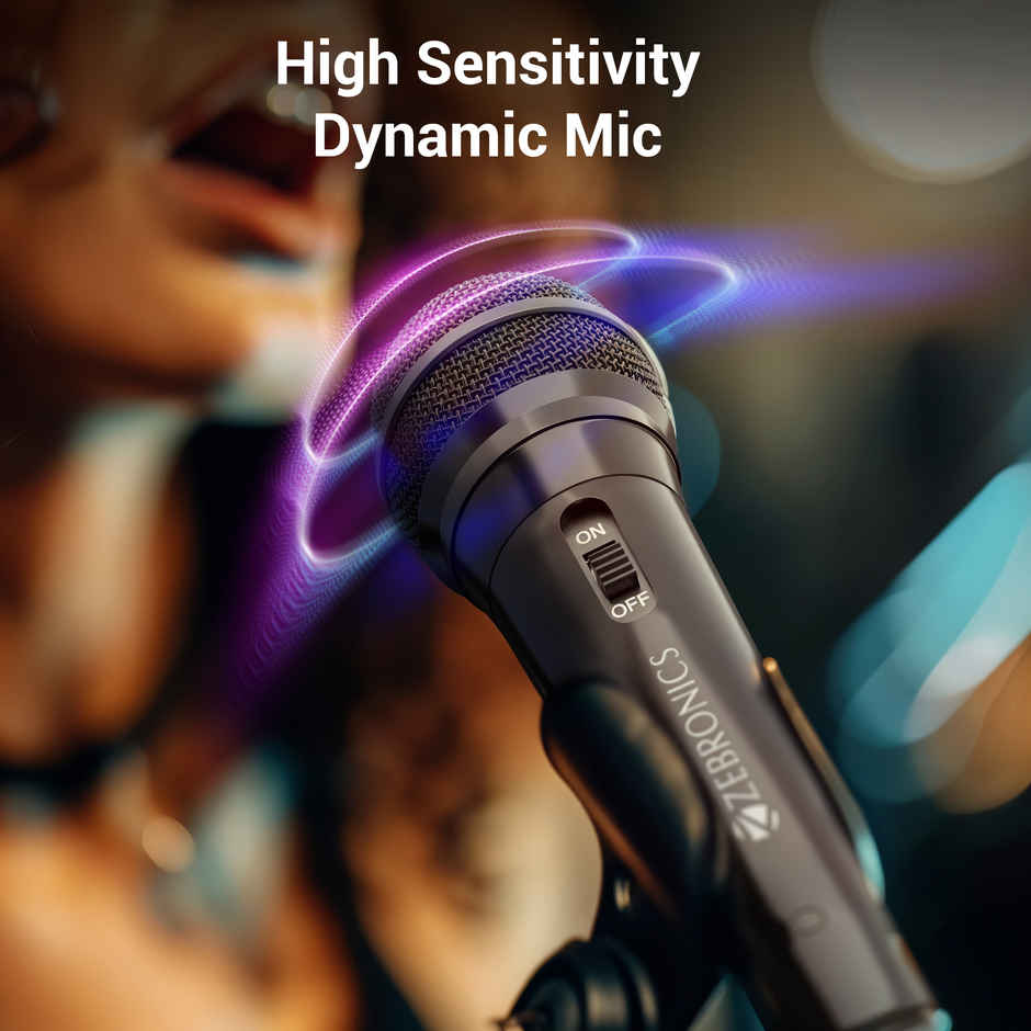 Zebronics MP100 Wired Microphone | 6.3 mm Jack | High Sensitivity Cardioid | 2.9 m Cable
