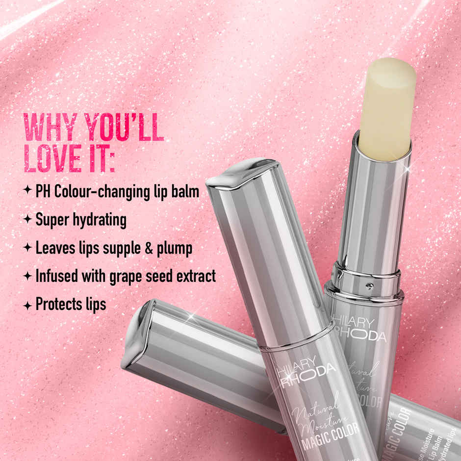 Hilary Rhoda Natural Moisture Magic Colour Lip Balm | Hydrating & Moisturising | Grape Seed Extract