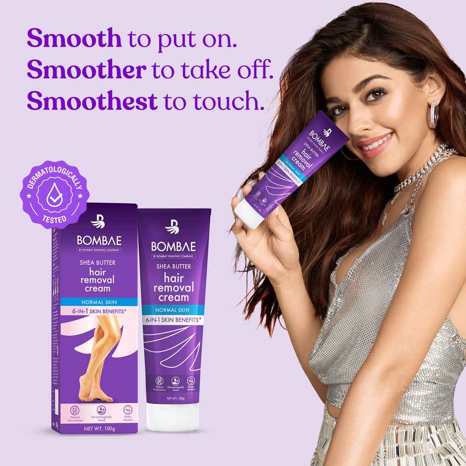 Bombae Shea Butter & Rose Detan Hair Removal Cream - Salon Smooth and Glowing Skin