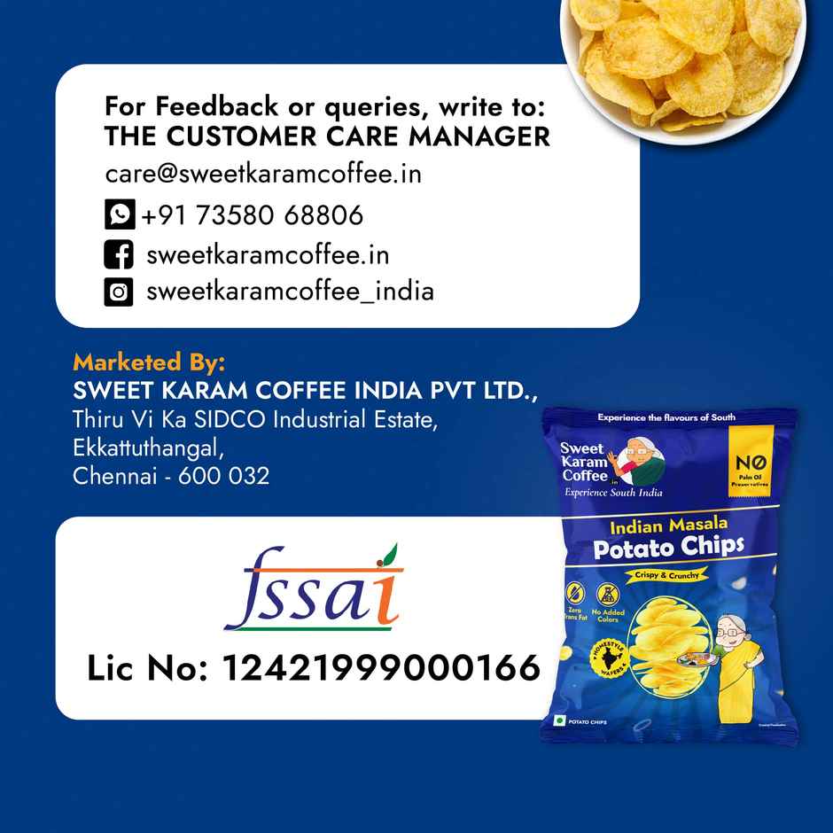 Sweet Karam Coffee Indian Masala Potato Chips - No Palm Oil Combo 