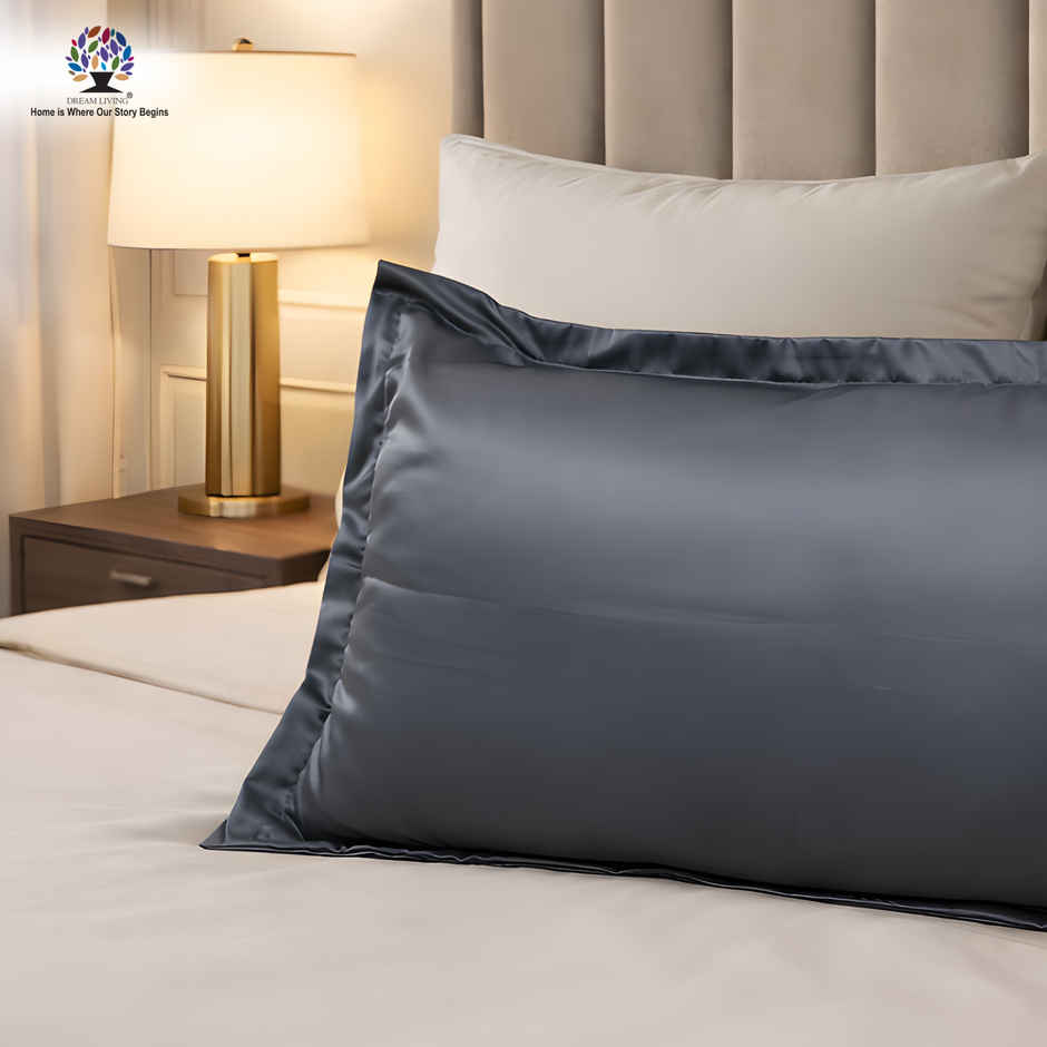 Dream Living Satin Pillow Cover Set | Grey - 46 x 69 cm