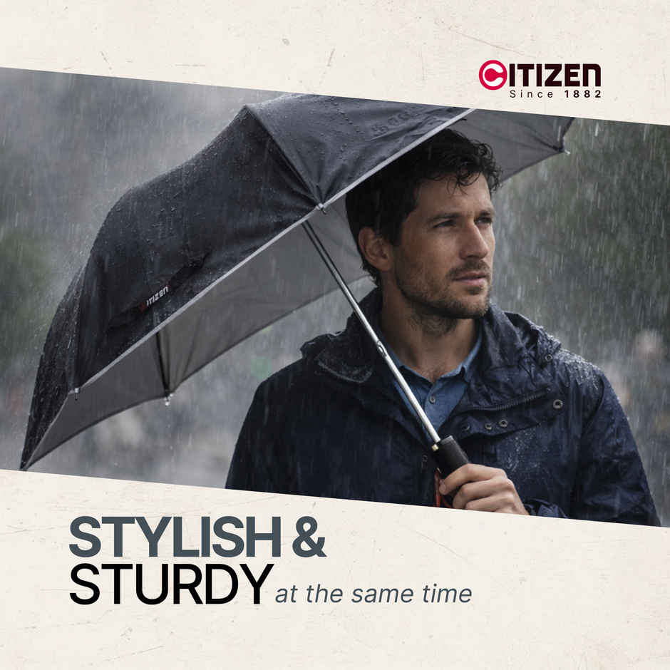 Citizen Umbrella with Reflective Piping Black , silver | 24. 5 Inch | 2 Fold