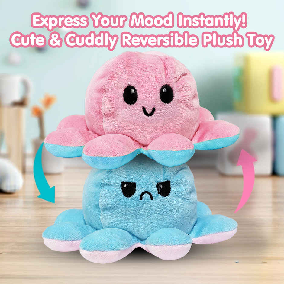 Kidology Reversible Octopus Animal Soft Toy | Blue & Pink
