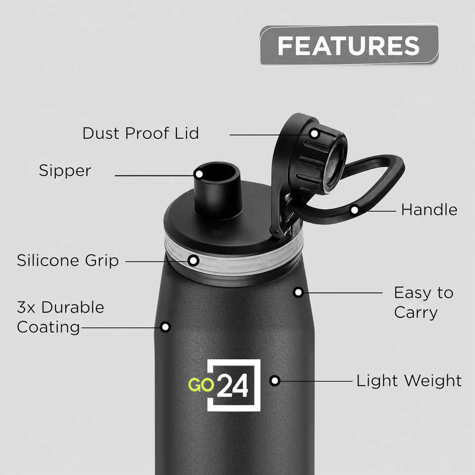 Go24 Altros Stainless Steel Hot & Cold Water Bottle | Leakproof | 3-Layer Insulation
