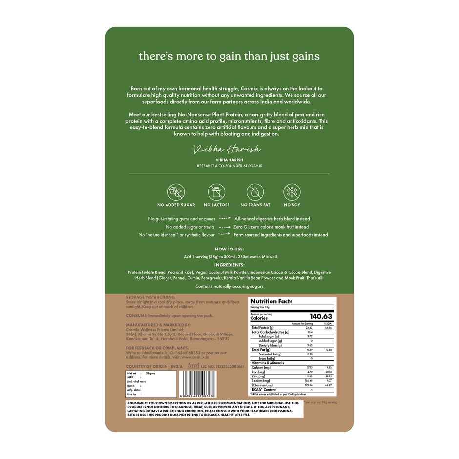 Cosmix No Nonsense Plant Protein Indonesian Cacao Sachet