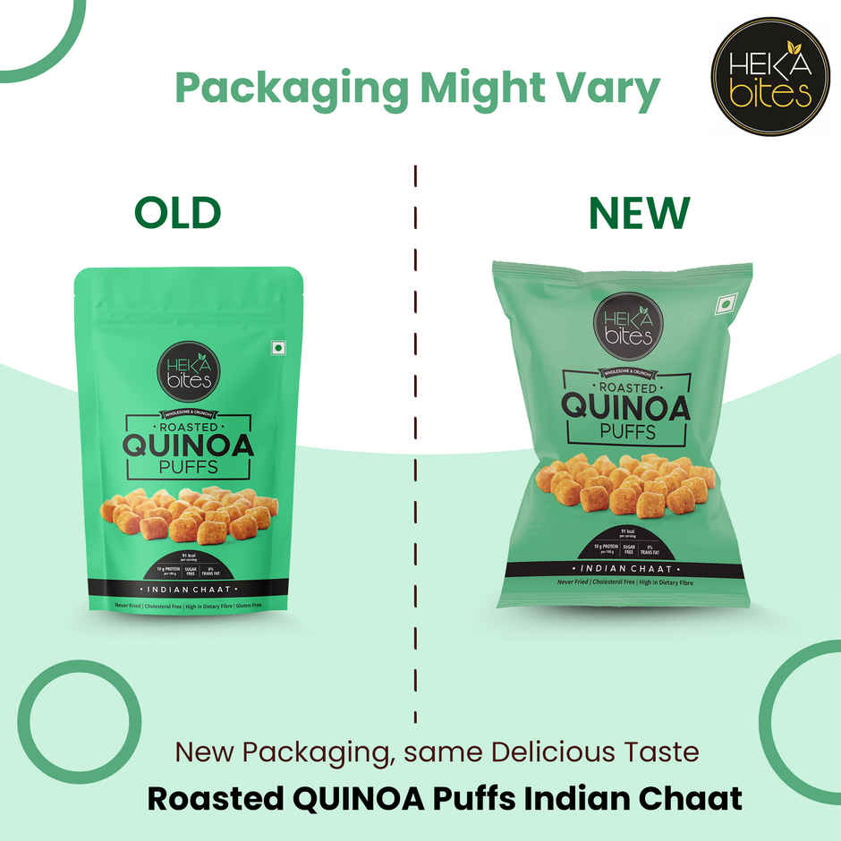 Heka Bites Roasted Quinoa Puffs Indian Chaat | Low Calorie & Healthy Snacks
