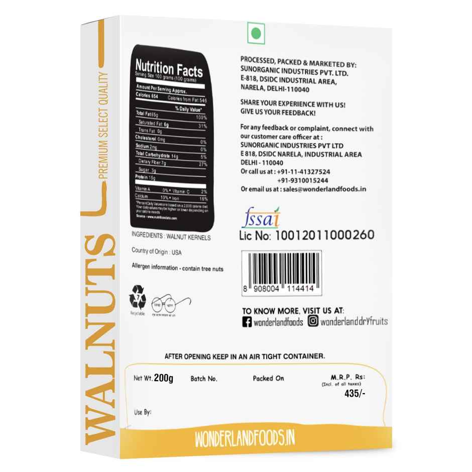 Wonderland Foods Vrat Walnut Kernels | Akhrot Giri