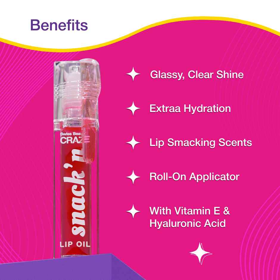 Swiss Beauty Craze Snack'n Nourishing Lip Oil | Pink Sorbet