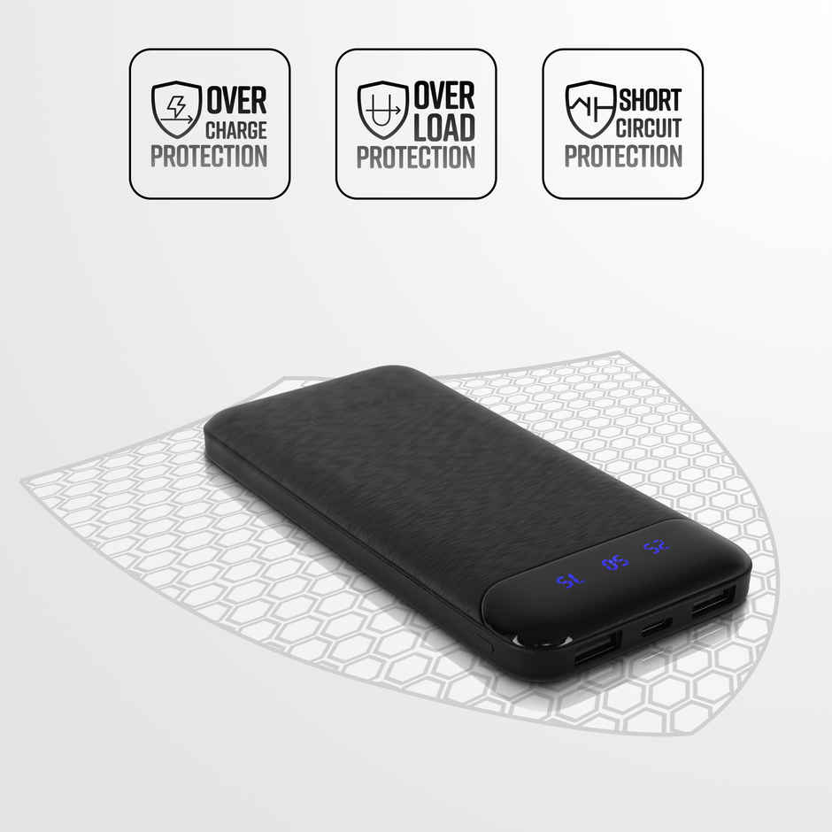 Zebronics MB10000S4 Power Bank, 10000 mAh, Dual USB Output, Type C & Micro USB Input, LED Display