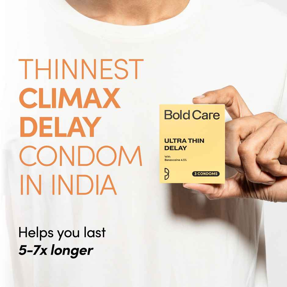 Bold Care Ultra Thin Climax Delay Condoms | To Help Men Last 5-7X Longer In Bed With Benzocaine