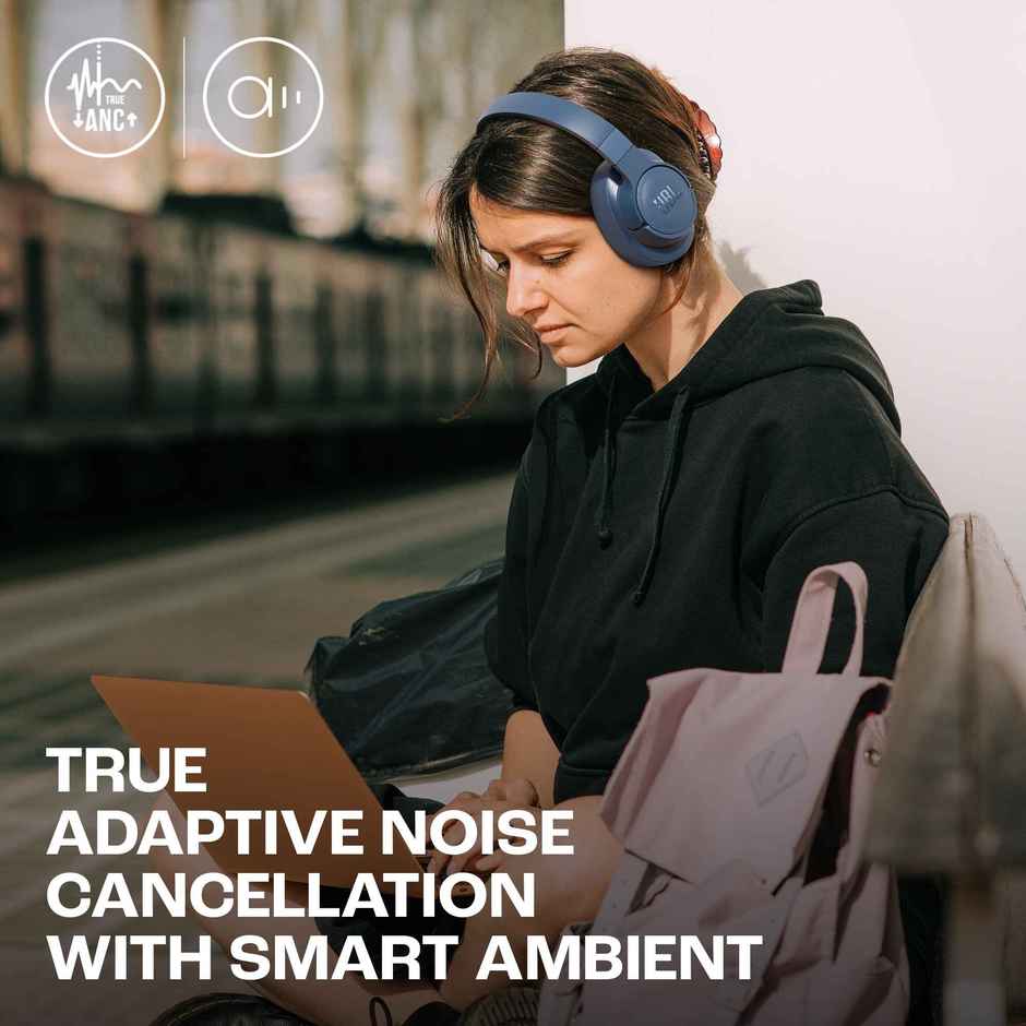 JBL Tune 770NC Wireless Over Ear ANC Headphones with Mic, Upto 70 Hrs Battery, Speed Charge : 5 min Charge Gives up to 3H of Playback, Google Fast Pair, Dual Pairing, BT 5.3 - Blue