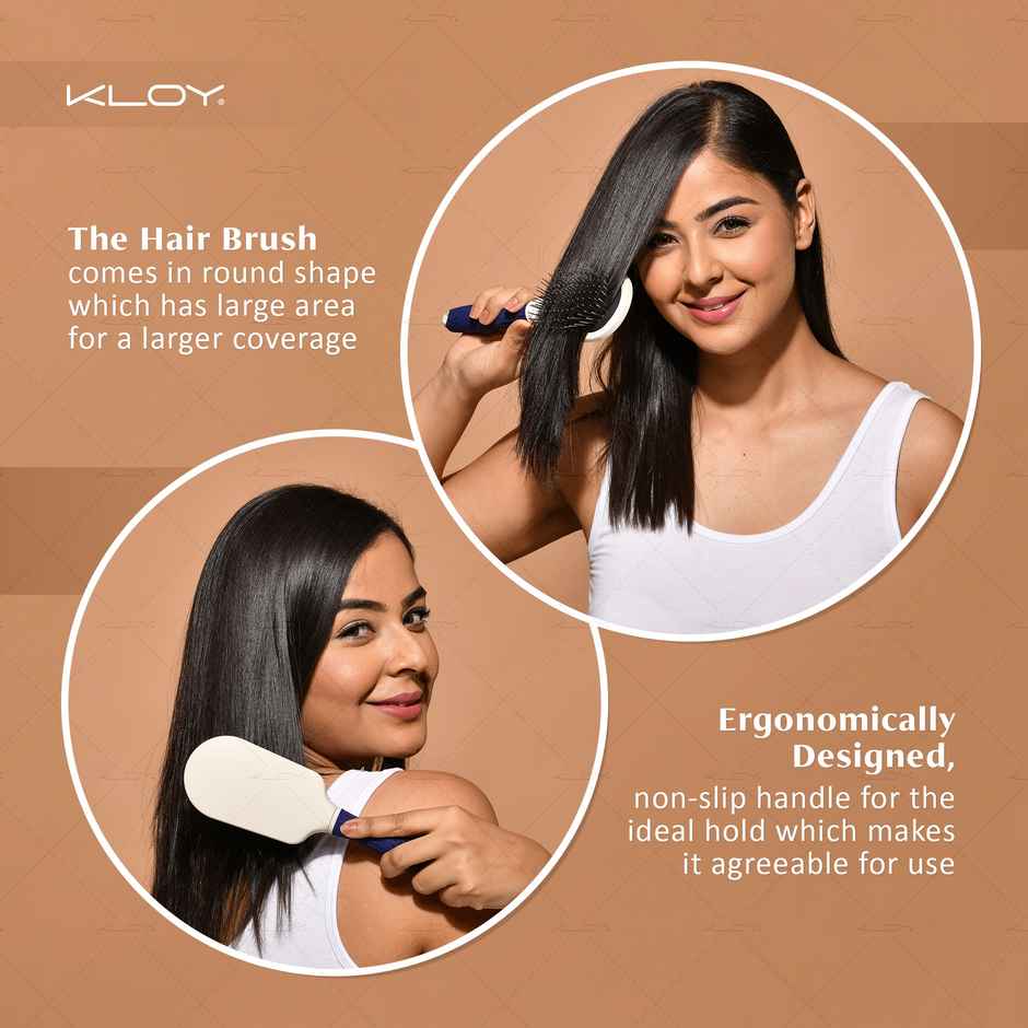 Vogue Paddle Hair Brush with Large Coverage, Flexible Soft Ball-Point Bristles for Men & Women | Blue