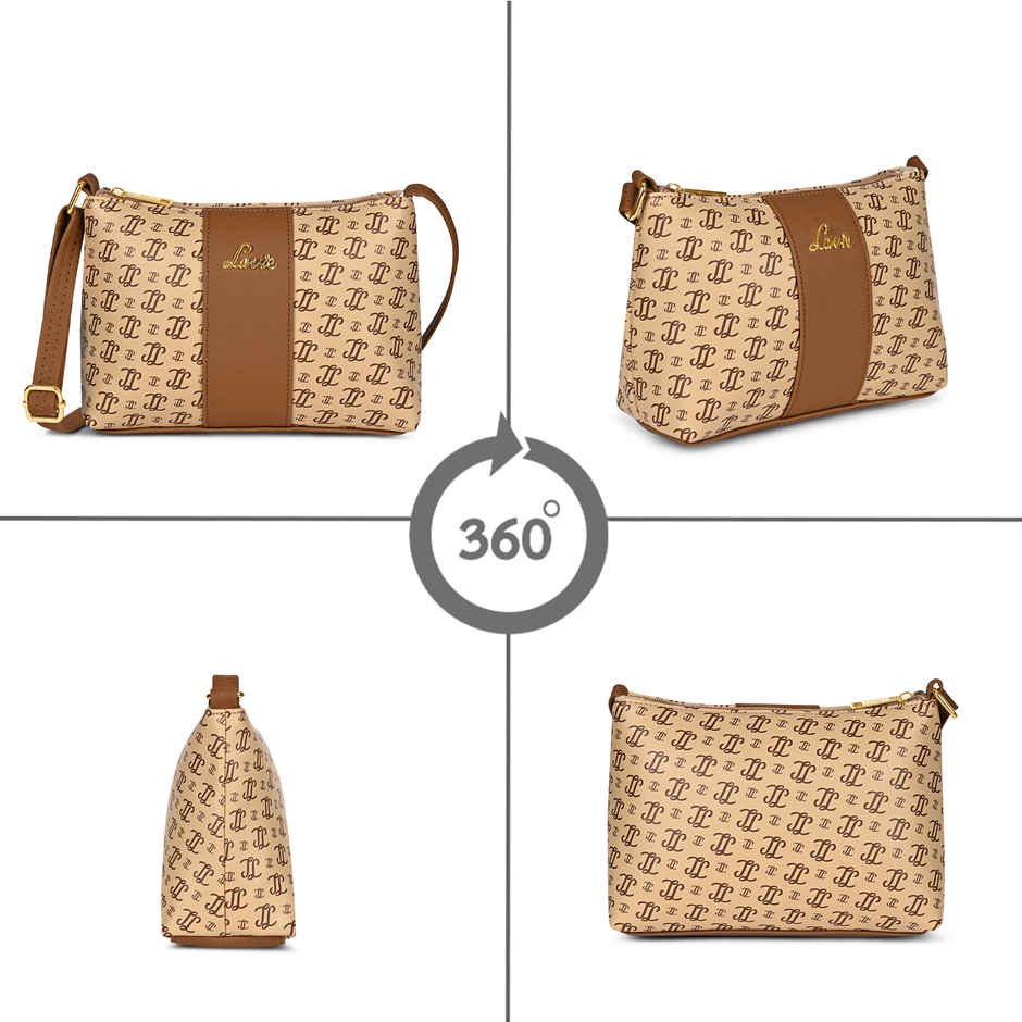 Lavie Women's Mono Ll Evelynn Crossbody Sling Bag | Ladies Purse Handbag | Taupe