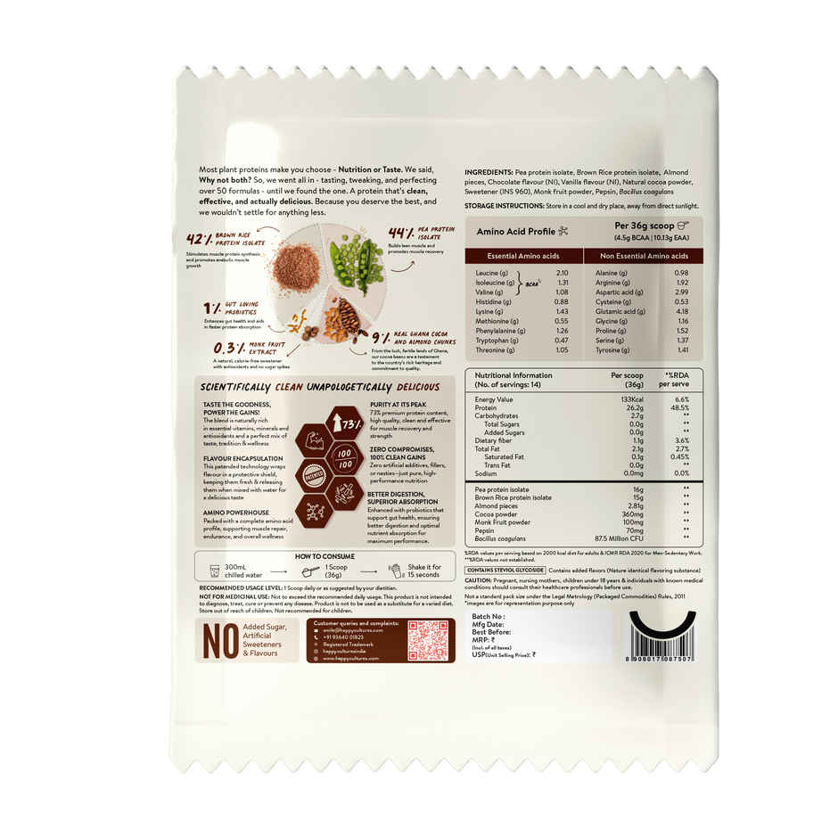 Happy Cultures Plant Protein Assorted Pack | 4 Flavours | Pea & Brown Rice Isolate