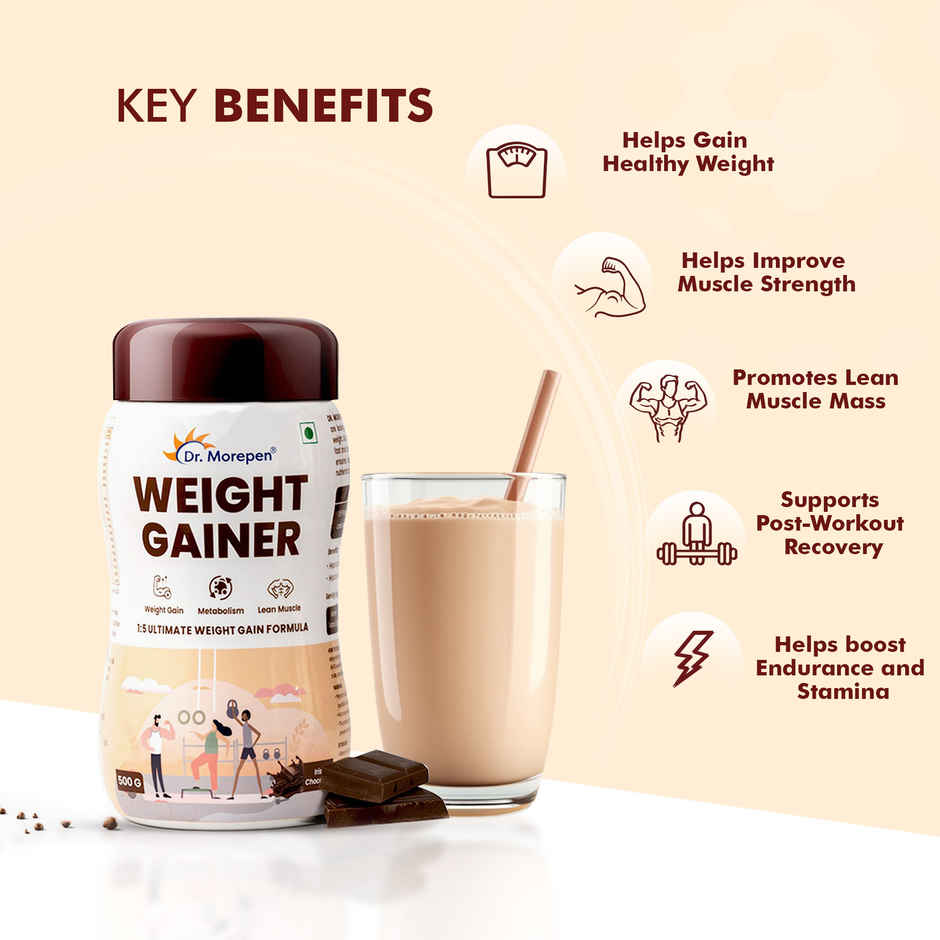 Dr. Morepen High Protein Weight Gainer with 1:5 Real Weight Gain Formula | Irish Chocolate