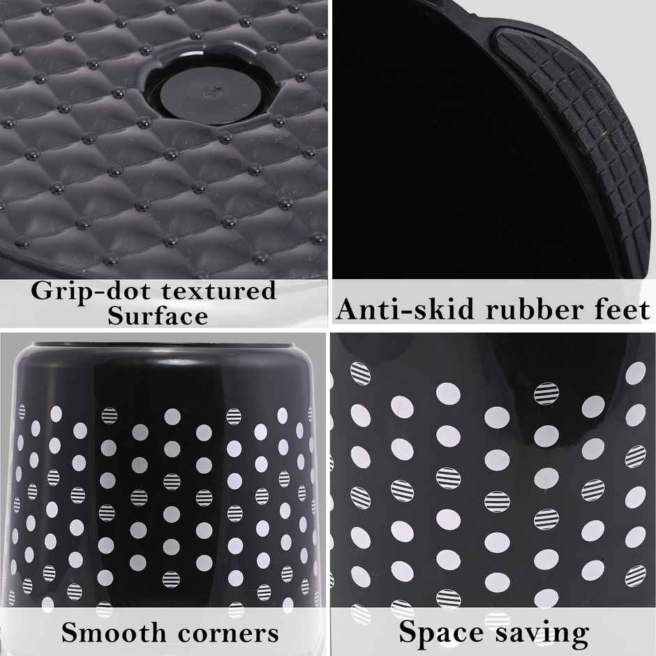 Kuber Industries Stackable Stool | Lightweight Space-Saving Stool for Kitchen & Garden | Black Dot