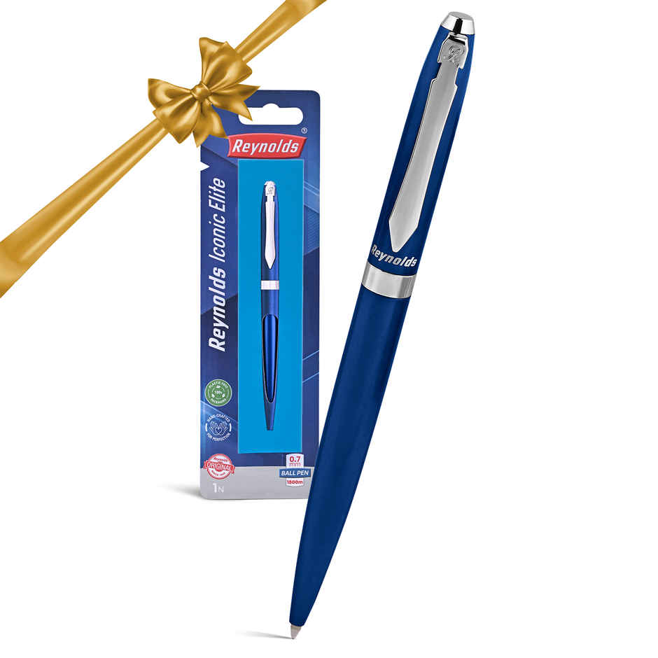 Reynolds Premium Metal Pen With Twist Mechanism, Iconic Elite Navy Blue (Blue Pen)