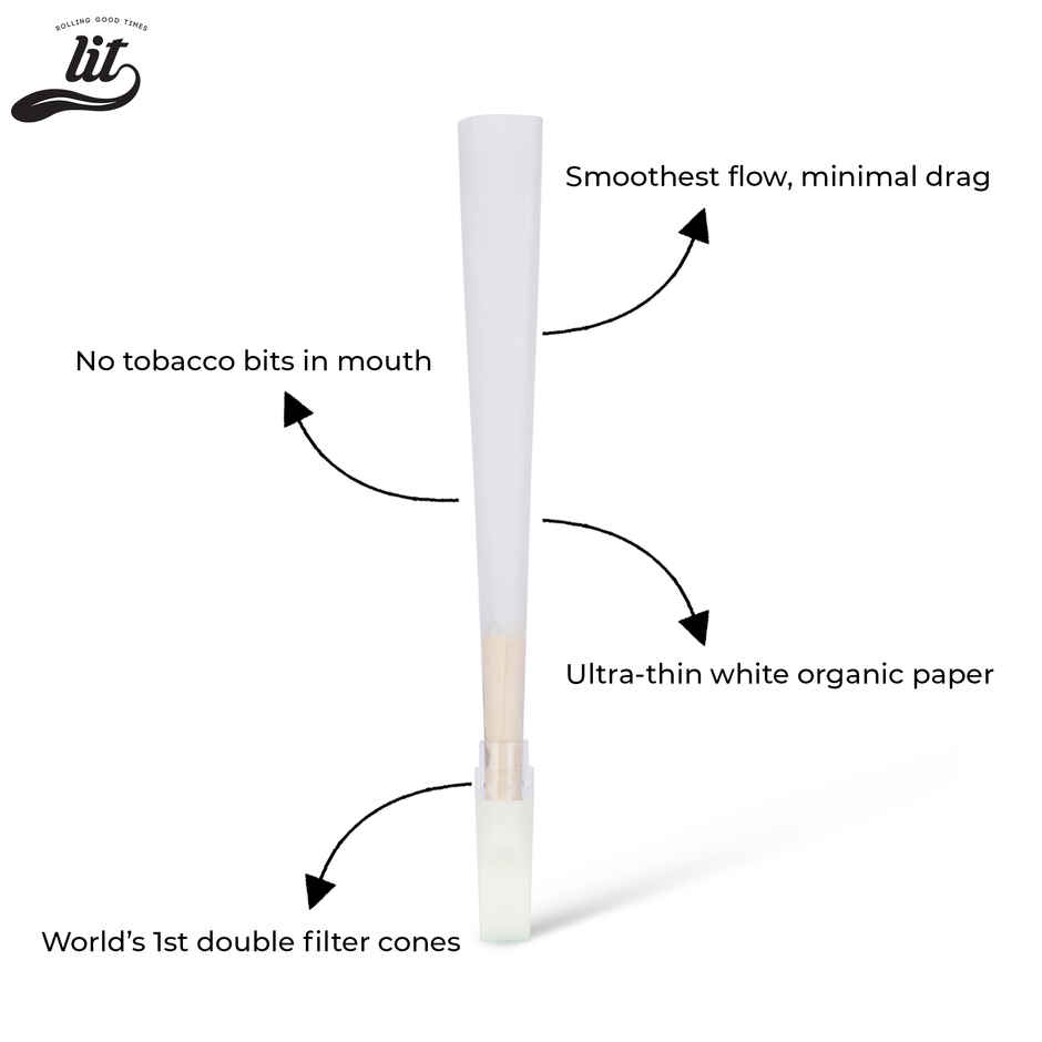 LIT Pure Flow White Pre Rolled Cone With Ceremic Filter