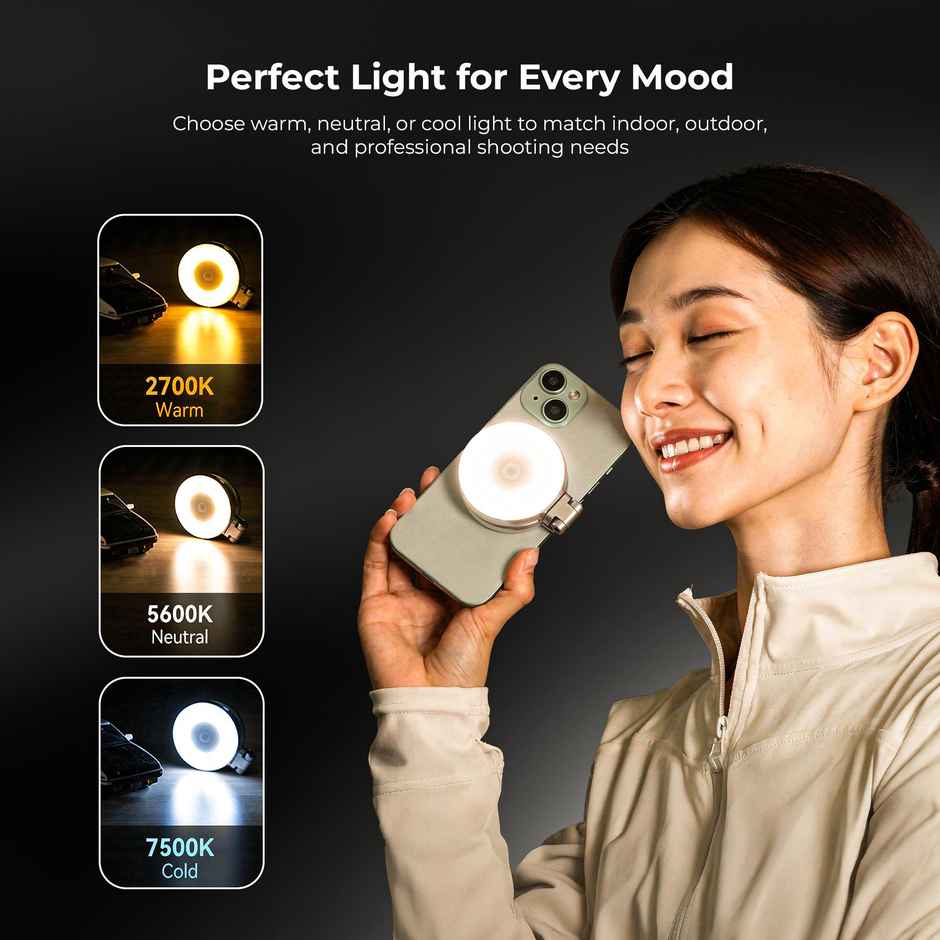 Digitek DRL 3W Magnetic Ring Light | Mirror | 3 Modes | 360 /180 | USB-C for Phone & Laptop