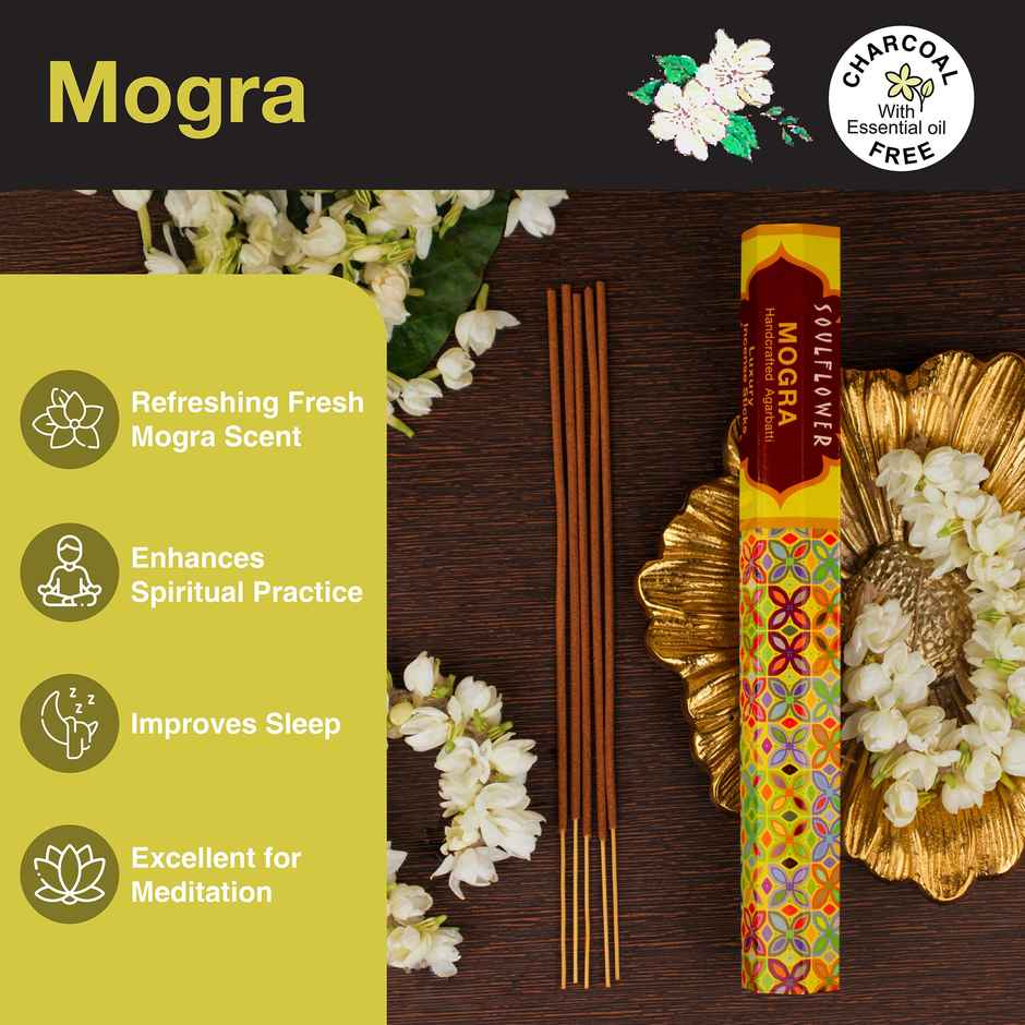 Soulflower Mogra Natural Premium Long Lasting Agarbatti | 20 Sticks