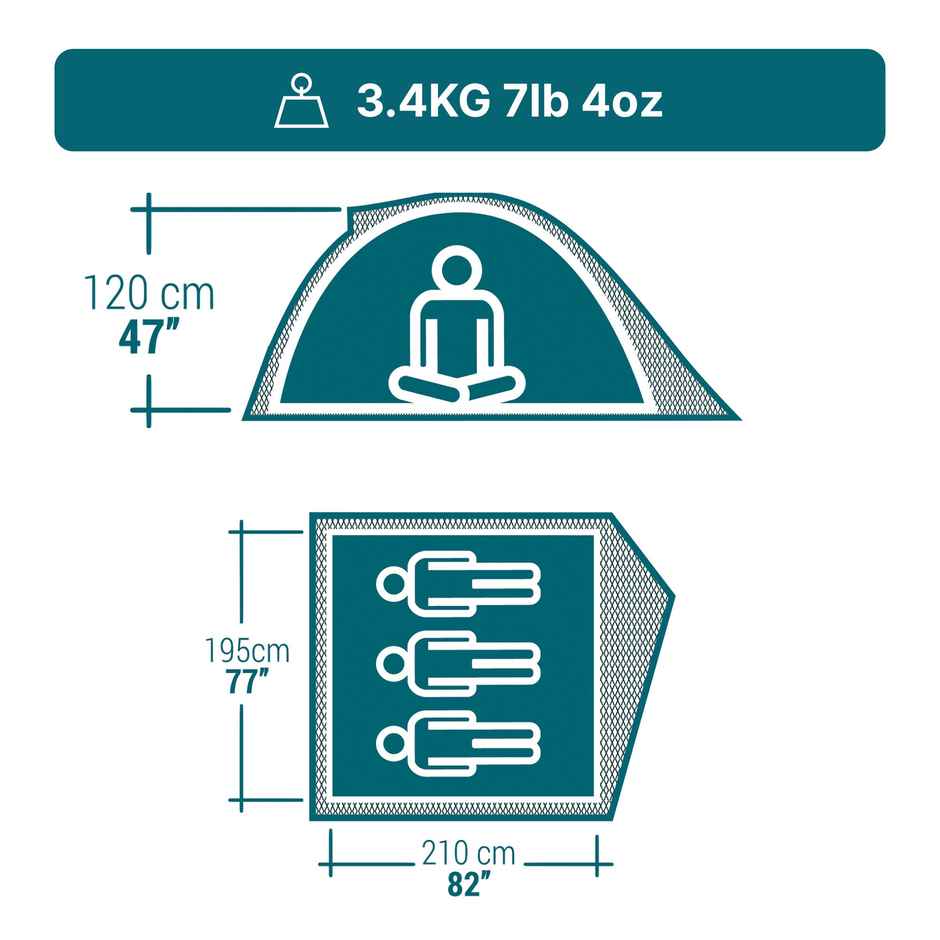 Decathlon | Quechua 3 Person Camping Tent - MH100