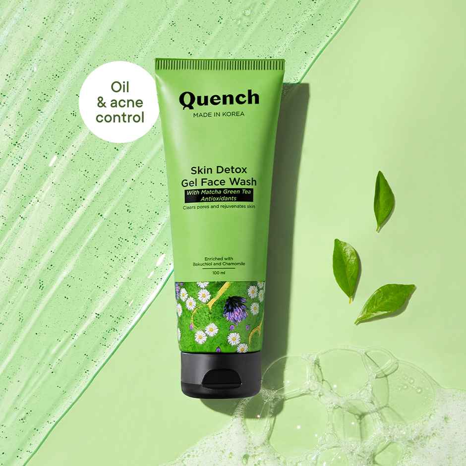 Quench Detox Gel Face Wash Korean Cleanser For Acne Control With Matcha Green Tea