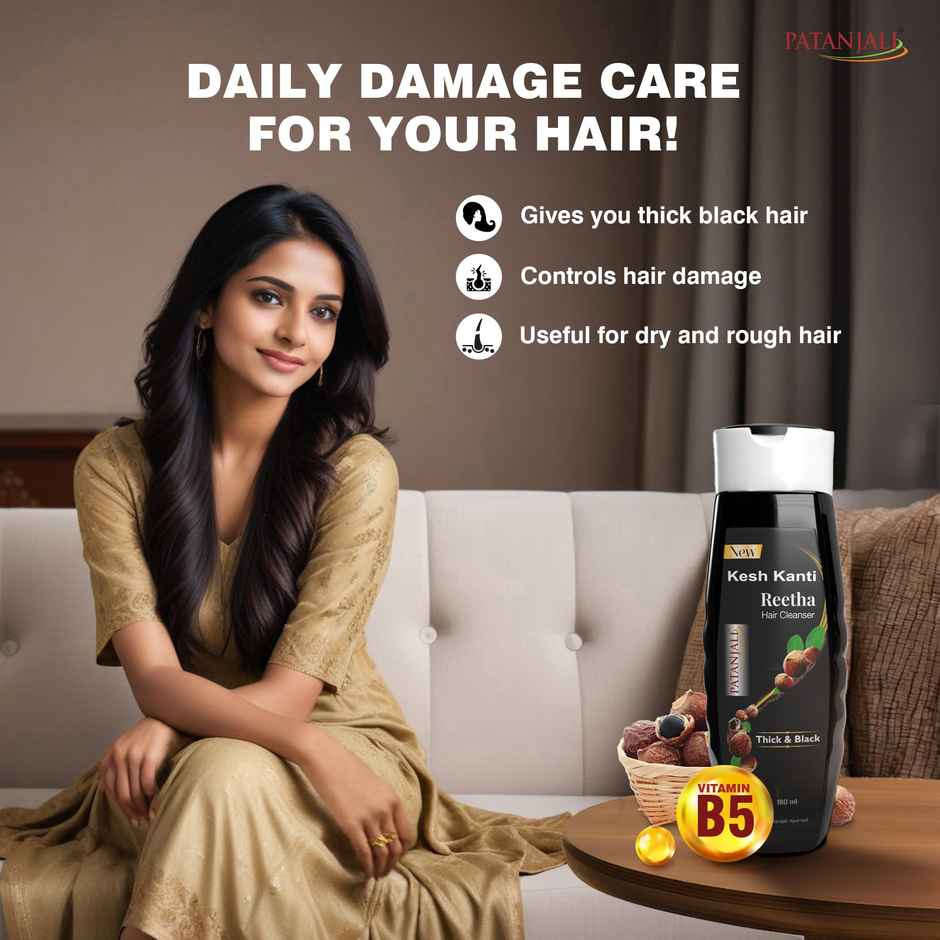 Patanjali Kesh Kanti Reetha Hair Cleanser Ritha Shampoo Scalp Cleansers for Strong Hair