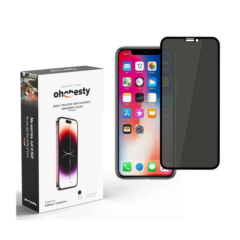 OHONESTY Privacy Tempered Glass for iPhone 11|XR| Anti-Spy Screen Protector| Black