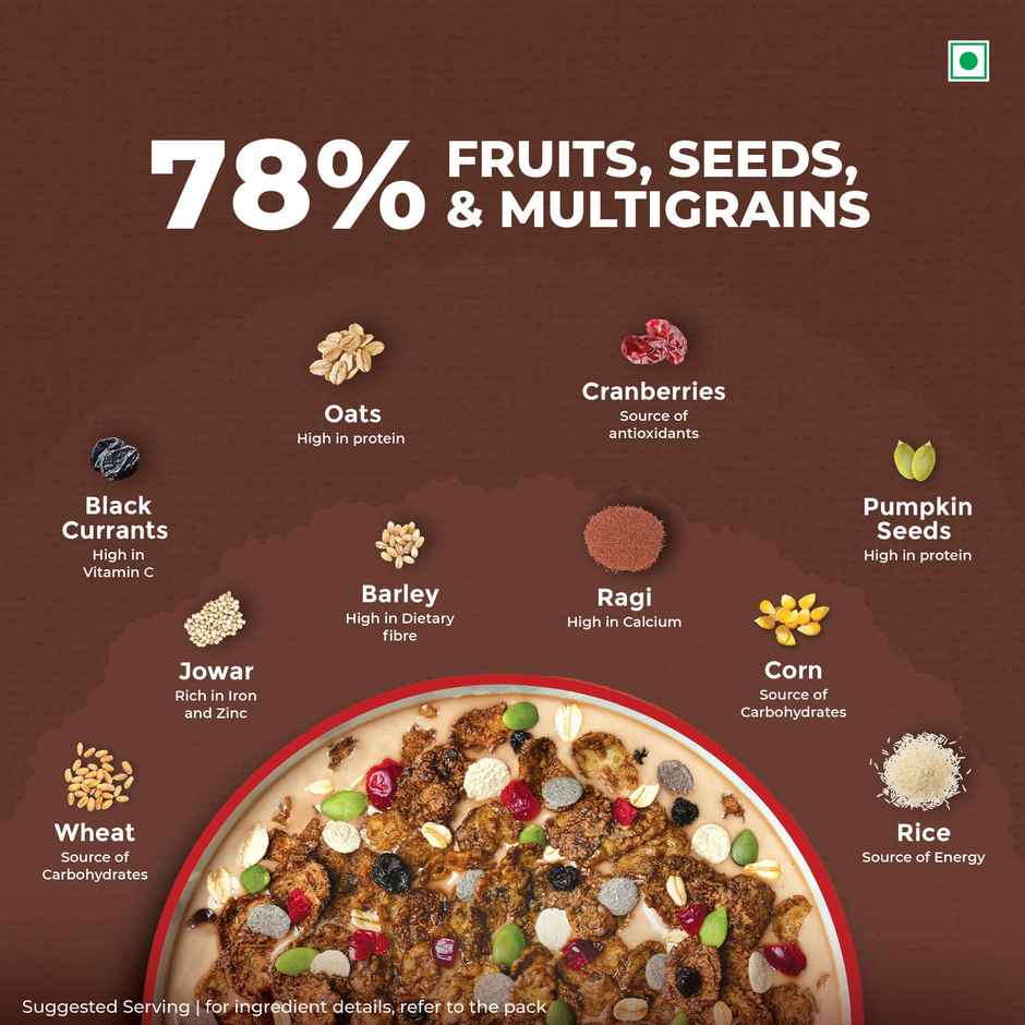 Kellogg's Choco Millet Muesli 78% Fruit, Seeds And Multigrain|Power Breakfast|No Maida No Palm Oil