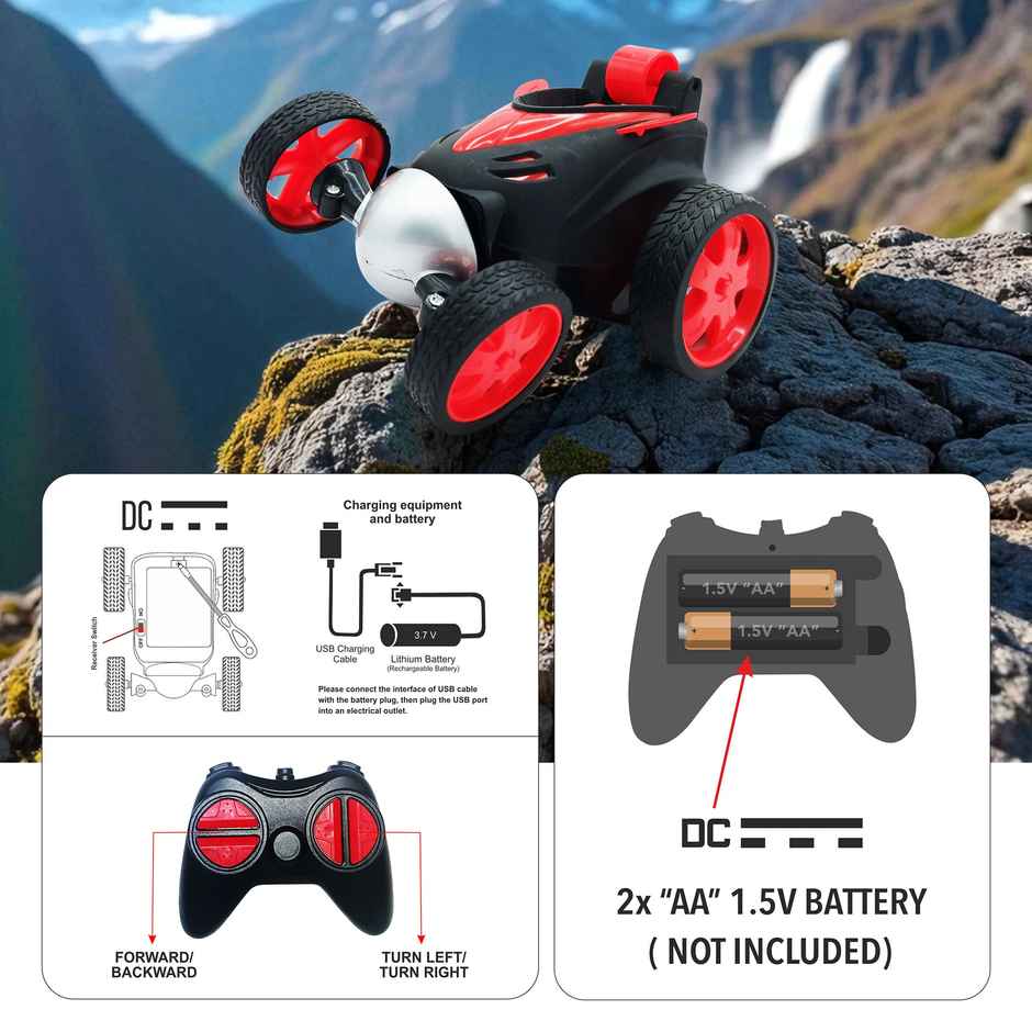 SEEDO Remote Control Car 1:24 , 27 MHz, USB Rechargeable, Fast Speed stunt Car | Red