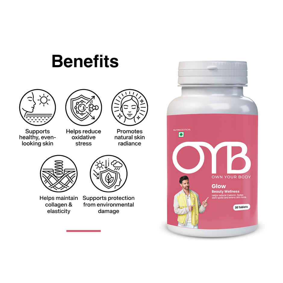 OYB Glow - Skin Brightening with Glutathione, Vitamin C & E | 30 Capsules