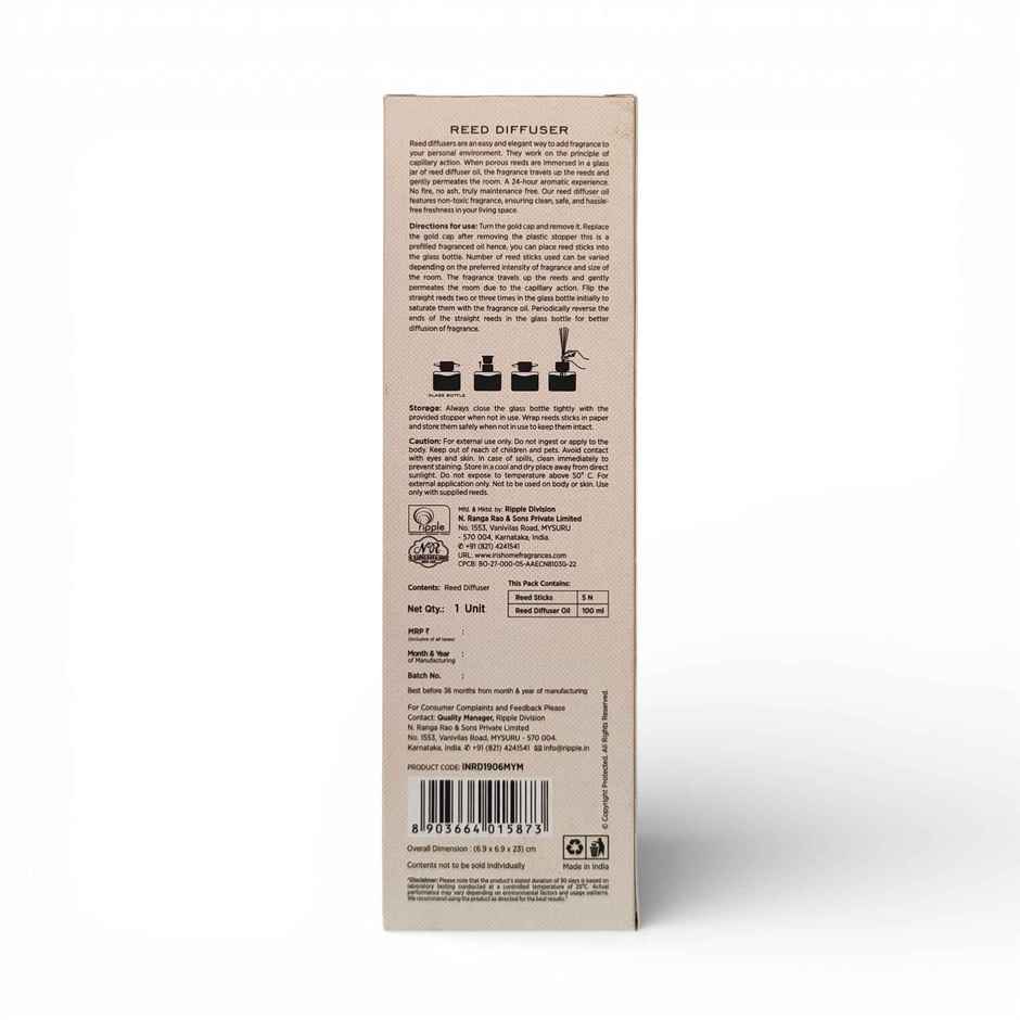IRIS Mysterious Mahagony Frosted Glass Reed Diffuser Set | Oil and 5 Fibre Reed sticks