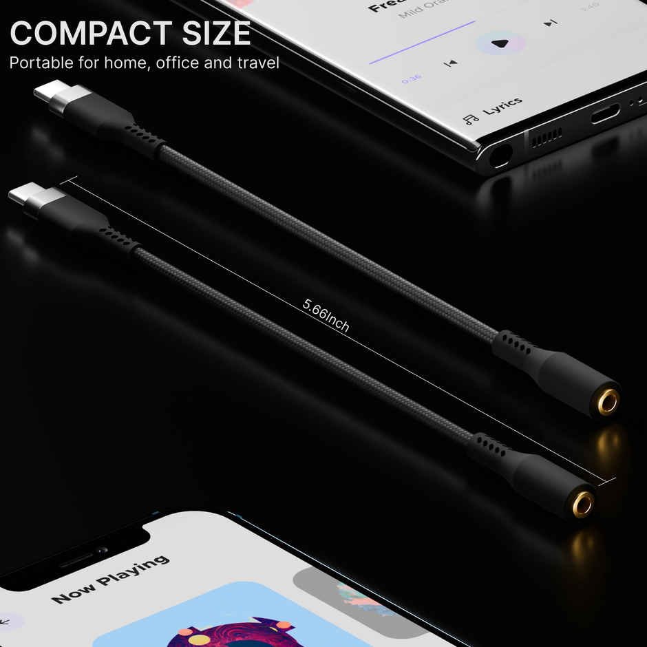 Ailkin Type-C to 3.5mm Audio Jack Connector|Adapter with DAC for Type C Phones [Black]