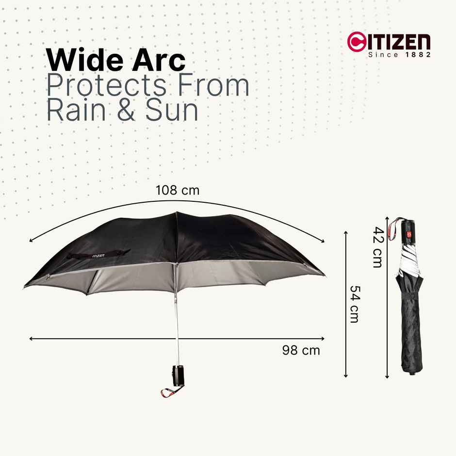 Citizen Umbrella with Reflective Piping Black , silver | 24. 5 Inch | 2 Fold