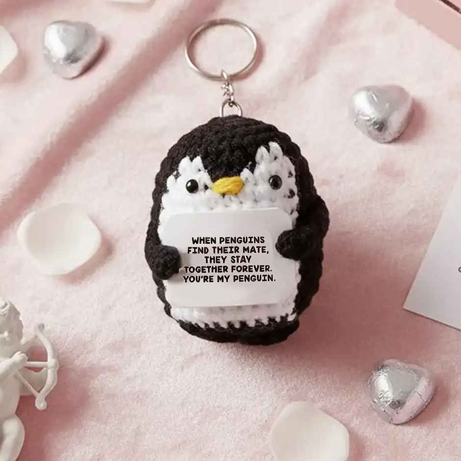 Cute Crochet Penguin Keyring | Small Gift for Loved Ones | Oye Happy