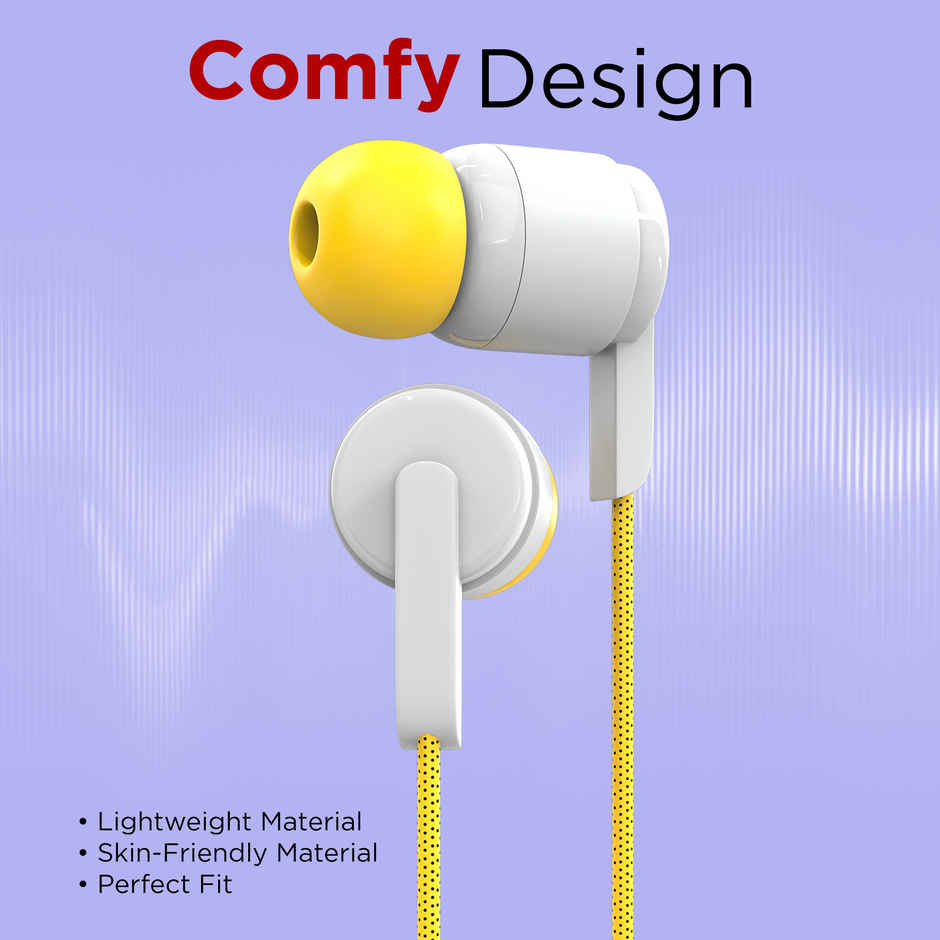 Aroma HF505 Clear Hi-Fi Sound | Deep Bass Wired Earphone with Mic | Yellow - 3.5 mm Jack