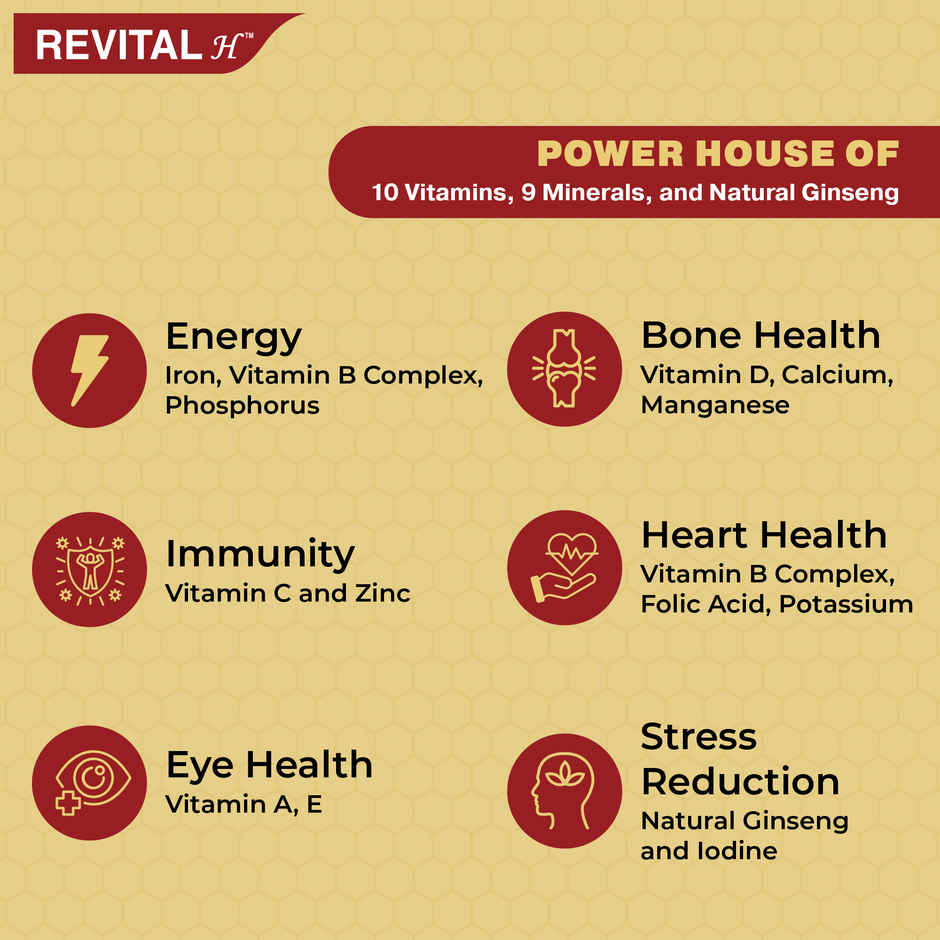 Revital Men Multivitamin with Calcium & Ginseng for Immunity, Strong Bones & Energy (30 Capsules)