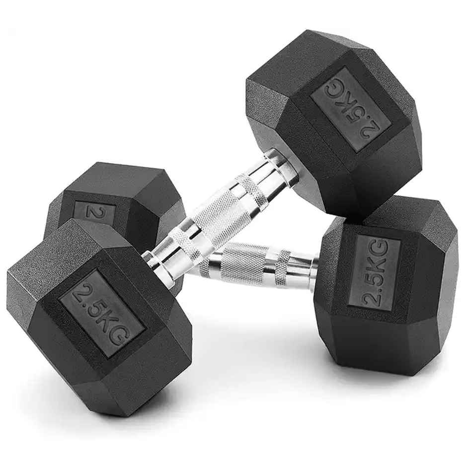 Slovic 2.5kg Hexa Dumbbell Set (2.5kg x 2) for Home Gym & Weight Training - Anti Skid Rubber