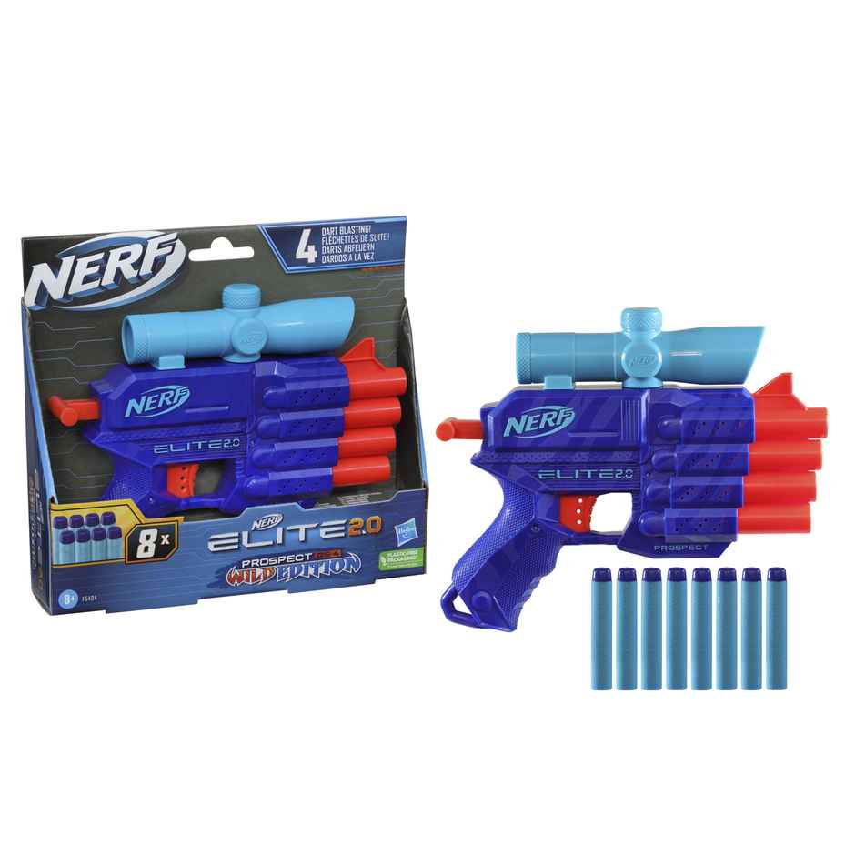 Nerf Elite 2.0 Prospect QS-4 Blaster | Wild Edition | 8 Nerf Elite Darts | Toy Gun