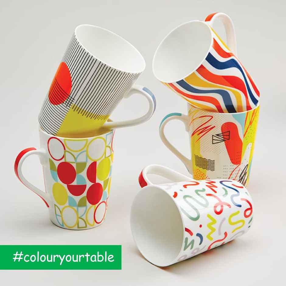 United Colors of Benetton Bone China Printed Mug | Microwave Safe | Gift Set - 320 ml
