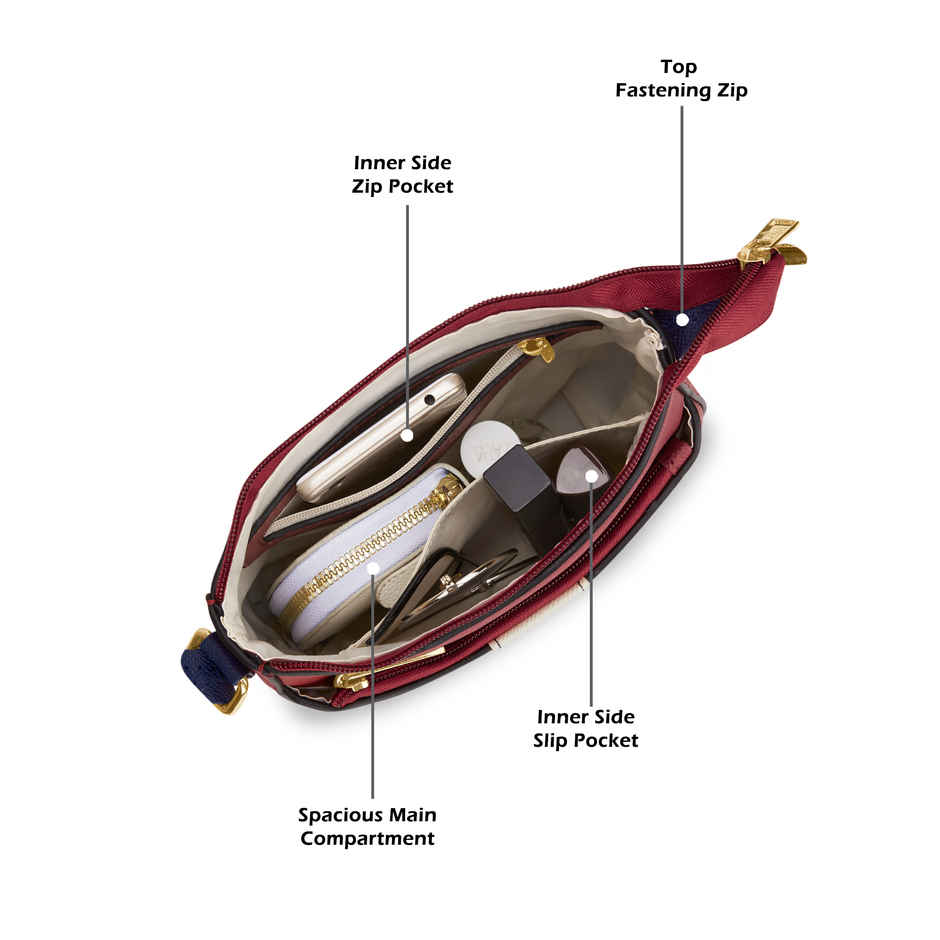 Lavie Women's Colourblock Spade Crossbody Sling Bag | Ladies Purse Handbag | Red