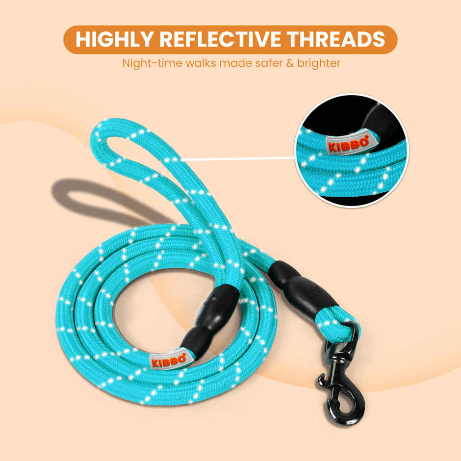 KIBBO Premium Ultra Strong Reflective Dog Rope Leash | Sea Green